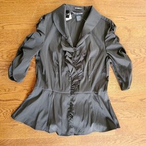 Ruffle Peplum 3/4 Sleeve Blouse